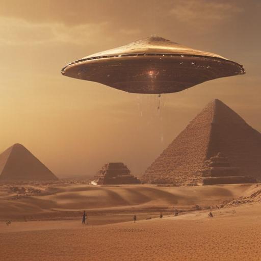 :UFO hovering over Egyptian pyramids,epic ,in the ancient egypt